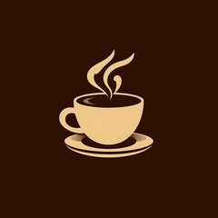 Obraz premium Minimalist Coffee Cup Logo with Heart Steam – Cozy Café Style 