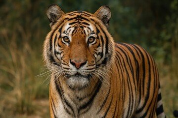 Naklejka premium Majestic tiger in natural habitat.