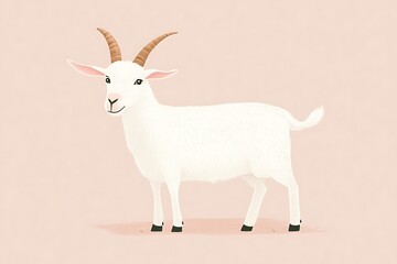 Fototapeta premium Cheerful cartoon goat design with soft, inviting colors