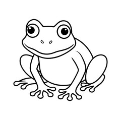 a simple coloring of a cute frog line art silhouette