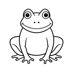 a simple coloring of a cute frog line art silhouette