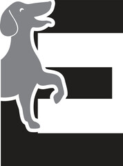 Dog Peeking Out of Letter E Logo