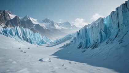 Obraz premium Immobile icy waves, frosted glacier blue backdrop, wave, background