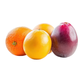 Vibrant citrus and a purple fruit