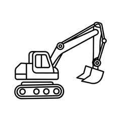a simple excavator line art vector silhouette