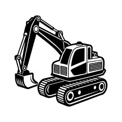 a simple excavator line art vector silhouette