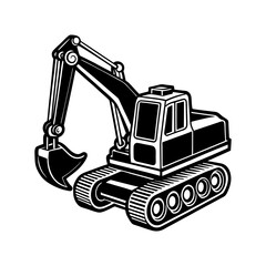 a simple excavator line art vector silhouette