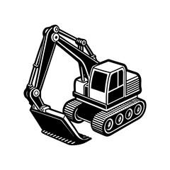 a simple excavator line art vector silhouette