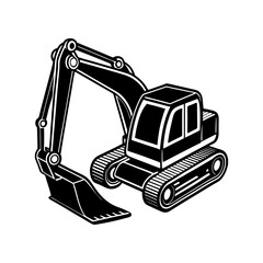 a simple excavator line art vector silhouette
