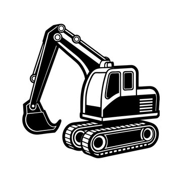 black and white excavator construction vehicle clip art preview