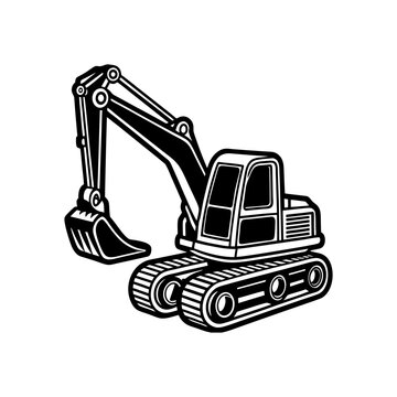 black and white excavator construction vehicle clip art preview