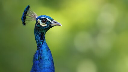 Obraz premium A blue peacock with an elaborate crest on its head.