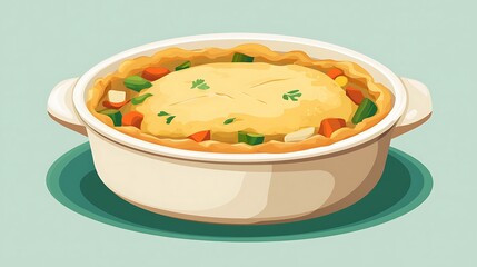 Chicken Pot Pie with Vegetable, and Dish.