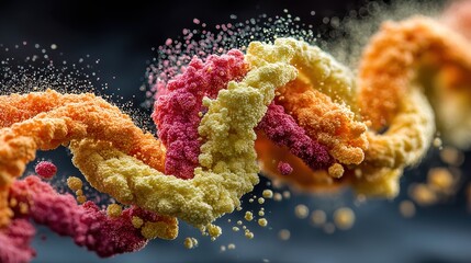 Obraz premium Vibrant Colorful Abstract Spiral of Tiny Beads in Motion