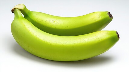 Two Green Bananas on White Background