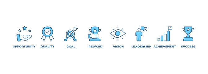 Encourage banner web icon vector illustration concept with icon of opportunity, quality, goal, reward, vision, leadership, achievement, success