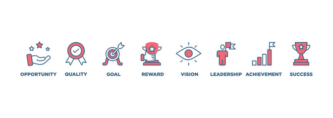 Encourage banner web icon vector illustration concept with icon of opportunity, quality, goal, reward, vision, leadership, achievement, success