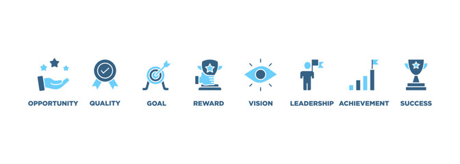 Encourage banner web icon vector illustration concept with icon of opportunity, quality, goal, reward, vision, leadership, achievement, success