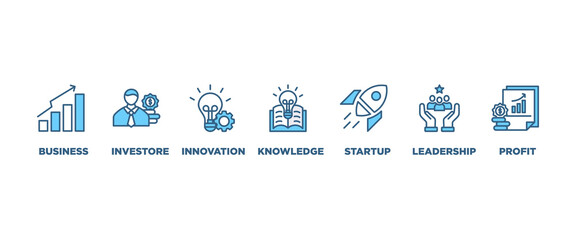 Enterpreneur banner web icon vector illustration concept with icon of business, investor, innovation, knowledge, startup, leadership and profit