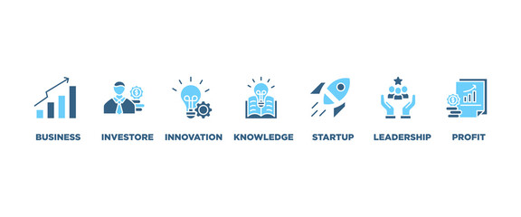 Enterpreneur banner web icon vector illustration concept with icon of business, investor, innovation, knowledge, startup, leadership and profit