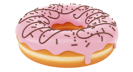 Isolated Pink Donut with Sprinkles
