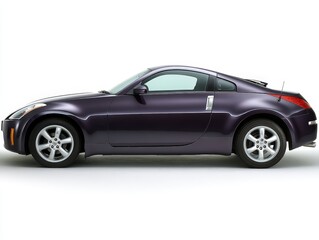 Naklejka premium Sleek Purple Sports Car Side Profile On White Background