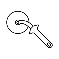 Pizza cutter line icon and symbol design with editable stroke