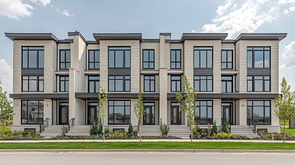 Fototapeta premium Modern townhouses in a contemporary residential development.