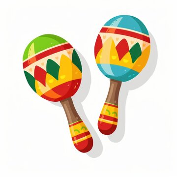 colorful maracas musical instruments on white clip art preview