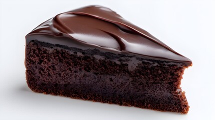 Savor Silky Chocolate Ganache Cake Slice Front View for Luxurious Dessert Photography and Gourmet Inspiration