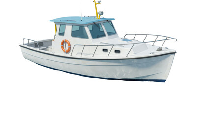 Naklejka premium Isolated White Fishing Boat