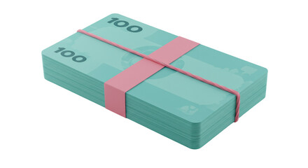 Isolated Bundle of Green Banknotes