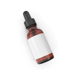 Realistic dropper glass bottle mockups isolated on transparent background.