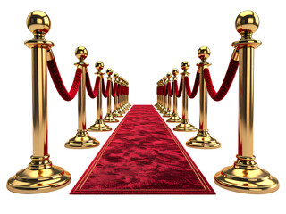 Red Carpet Entrance Setup – Velvet Rope Stanchion Arrangement PNG