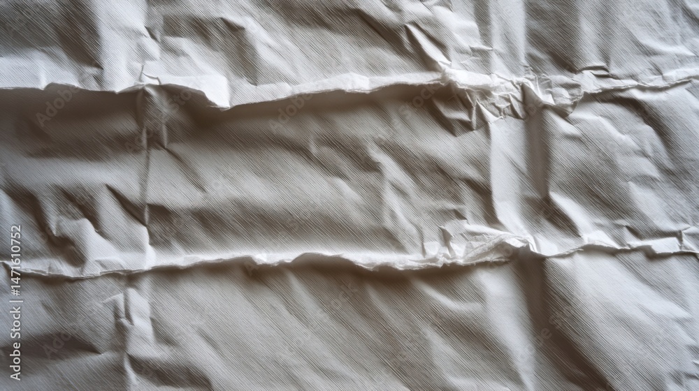 Aufkleber textured white paper background: crumpled, torn, and showing light and shadow variations : generativ