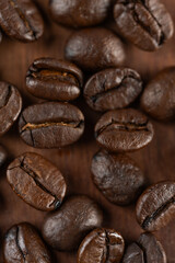 Macro photography of Arabica coffee beans, showing details