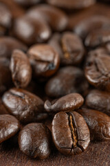 Macro photography of Arabica coffee beans, showing details
