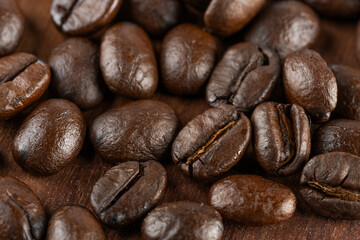 Macro photography of Arabica coffee beans, showing details