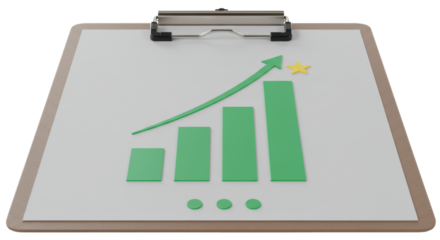 Isolated Clipboard with Green Chart