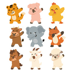Funny Dancing Animals Pose Illustration Pack