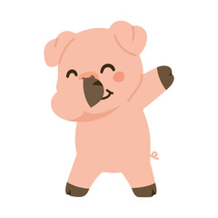 Cute dabbing pig cool cartoon