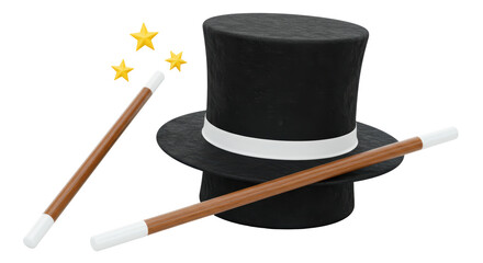 Isolated Magic Hat and Wand