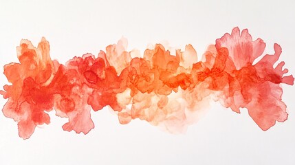 Layered ink washes in fiery orange and muted coral plain background