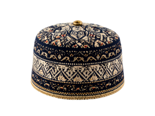 Elegant Pakistani-Style Tupi for Men Transparent Background Cutout