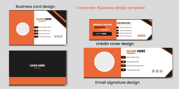modern vertor  business card template, professional linkdin cover design, email signature 