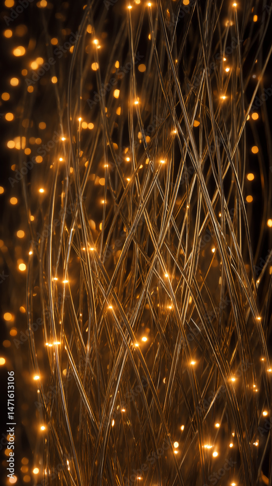 Aufkleber intricate golden wires with warm-toned lights, creating a luminous and textured pattern, symbolizing