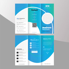 Trifold brochure design. A4 abstract business brochure template. Creative circle design marketing flyer template with image.