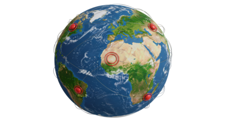 Isolated Earth Globe with Connection Points