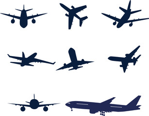 Plane icon set. Airplane icon vector. Flight transport symbol. Travel illustration.