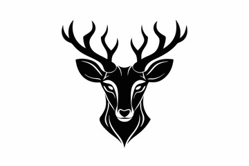 Fototapeta premium deer face logo sihouette black vector